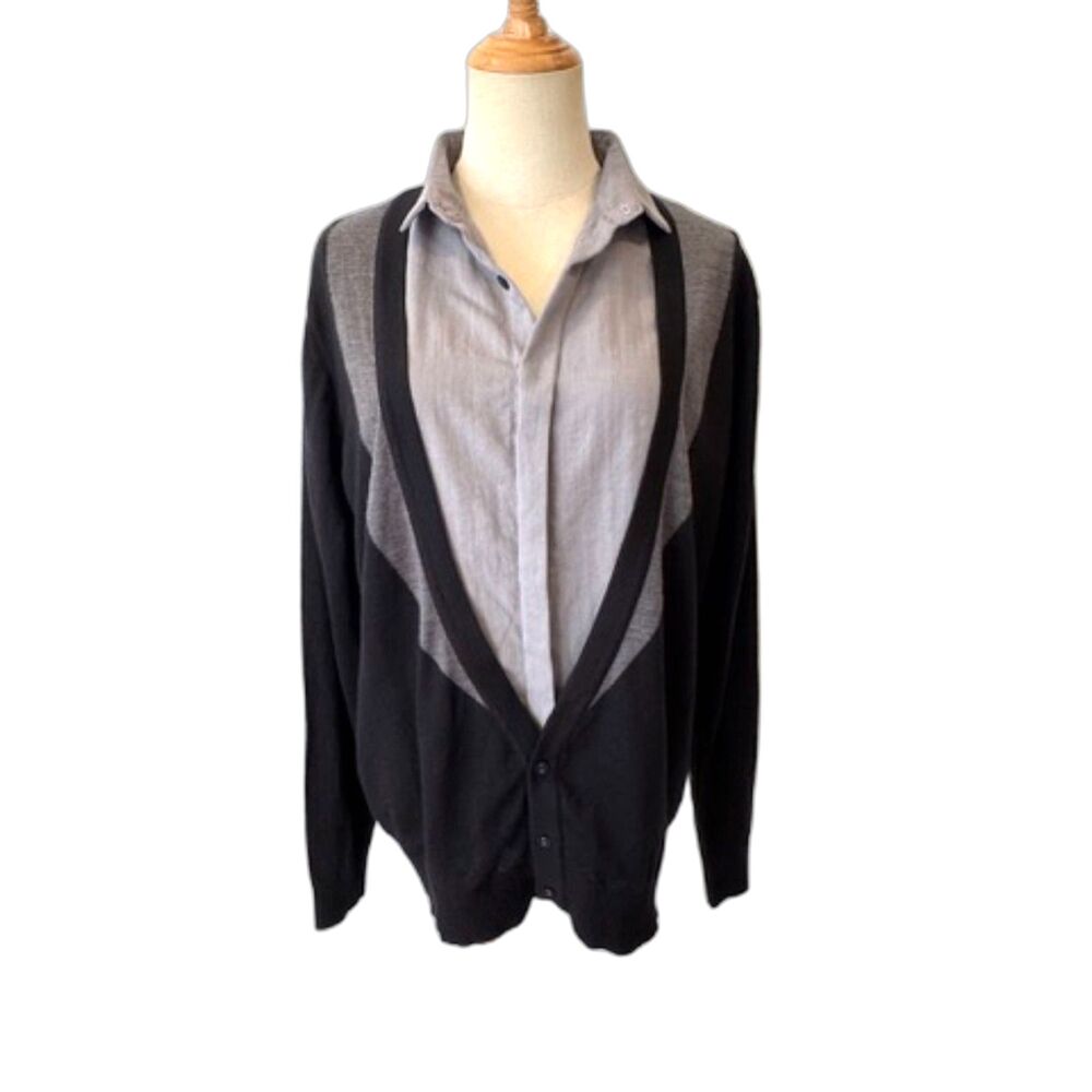 Patrizia Pepe Firenze Shirt Cardigan Sweater Layered Italy Wool Cashmere XL